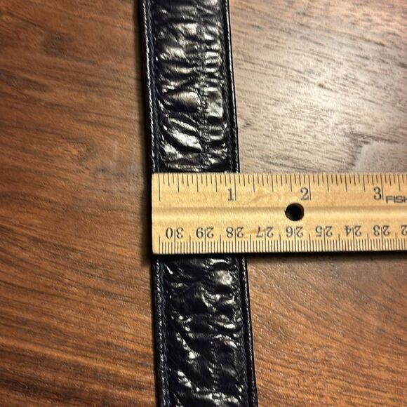 Vintage Black Leather Bow Belt with Hook Closure - Small main image 9